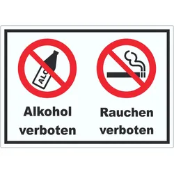 Aufkleber Alkohol Rauchen verboten A6 (105x148mm)