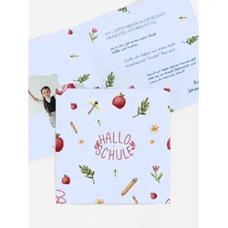 Einladungskarten Einschulung selbst gestalten mit Spruch und Fotos im Onlinedesigner bei Meine-Kartenmanufaktur.de