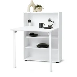 Tchibo - Regal mit ausklappbarem Tisch - 74,5x30x100cm - weiß - Holz / Buchenholz