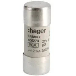 Hager LF580G Zylindersicherungen für industrielle Anwendungen 22x58mm gG 80A 500V AC 120kA