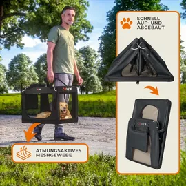 CADOCA CADOCA® Hundetransportbox faltbar Katzentransportbox Transportbox Autobox Hundebox Box versch. Größen Farbwahl, XXXL 101x70x70cm atmungsaktiv robust Transporttasche Haustiertransportbox Hundetragetasche Anthrazit