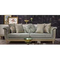 Casa Padrino Sofa Luxus Barock Sofa Türkis / Gold - Handgefertigtes Wohnzimmer Sofa im Barockstil - Barock Wohnzimmer Möbel - Edel & Prunkvoll