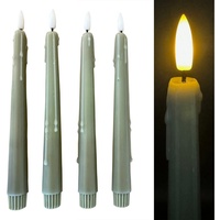 Online-Fuchs LED-Kerze 4 LED Stabkerzen im Set mit Wachstropfen aus Echtwachs - (Fernbedienung und Timerfunktion -, Creme, Weiß, Rosa, Salbei Grün), 198 grün