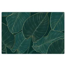 cover-your-desk Schreibtischunterlage für Kinder und Erwachsene Tropische Blätter mit Goldadern, aus hochwertigem Vinyl , 60 x 40 cm