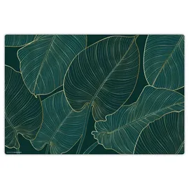 cover-your-desk Schreibtischunterlage für Kinder und Erwachsene Tropische Blätter mit Goldadern, aus hochwertigem Vinyl , 60 x 40 cm