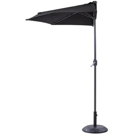 Beliani Sonnenschirm Schwarz Stoff 270 x 100 cm Halbrund mit Kurbel Stahlgestell Modern Marktschirm Garten Balkon Terrasse Ausstattung