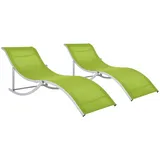 vidaXL 2X Sonnenliege Klappbar Gartenliege Liegestuhl Liege Saunaliege Gartenmöbel Relaxliege Strandliege Lounge Garten Grün Textilene