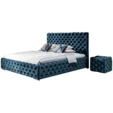Xlmoebel Schlafzimmer-Set Samt Chesterfield Doppelbett mit elegantem Design, (3-tlg), Hergestellt in Europa blau