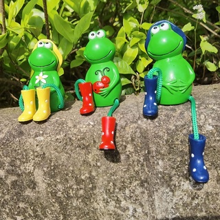 Deko Garten Frosch Figuren, 3 Stück Gartendeko Statue, Tiere Ornament Gartenfigur Für Außen, Harz Statue Bauernhof Balkon Miniteich Teich Wohnzimmer Office Deko (B)