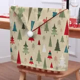 Morbuy Weihnachten Stuhlhussen 2/4/6/8er Set Nikolausmütze Esstisch Stühlen Set, Weihnachtsdeko Stuhlhussen Hussen für Weihnachtsfeier, Esszimmerstühle (Grün-Rot-Baum,2er Set)