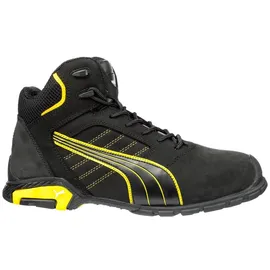 Puma Amsterdam Mid Gr. 42 schwarz/gelb Leder S3 SRC EN20345