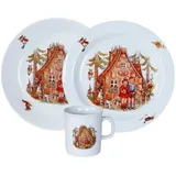 L.E.R.D.93 Kindergeschirr-Set Kindergedeck 3-tlg. Porzellan, buntes Märchenmotiv "Hänsel & Gretel", Porzellan, Wunderschönes buntes Märchenmotiv "Hänsel & Gretel"