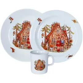 L.E.R.D.93 Kindergeschirr-Set Kindergedeck 3-tlg. Porzellan, buntes Märchenmotiv "Hänsel & Gretel", Porzellan, Wunderschönes buntes Märchenmotiv "Hänsel & Gretel"