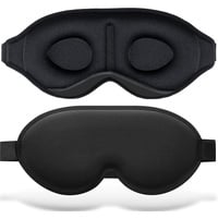 3D Schlafmaske für Herren Frauen,Lichtblockierende Augenmaske Nachtmaske, Weich Bequem Schlafbrille mit Nasenpads und Verstellbarem Riemen, Sleeping Mask für Schlafen Reisen Yoga Meditation (BLACK)