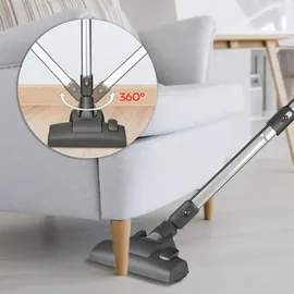 Balter Home Balter Staubsauger mit 600W Saugleistung - Vento H3 - Handstaubsauger - Modulares Saugrohr - Beutellos - Super komfortabel und leicht - 7m Kabel - Grau