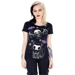 Cupcake Cult T-Shirt Skelly Cat Kawaii Katze schwarz S