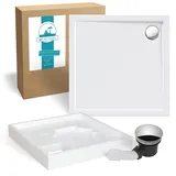 Calmwaters Komplettset 90 x 90 x 2,5 cm mit Wannenträger Ablaufgarnitur, bodengleiche Brausewanne Modern Select, flache Dusch...