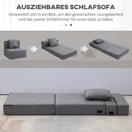 Homcom Schlafsessel klappbar, 2-in-1 mit Bettfunktion, Kissen, Gästebett für Wohnzimmer, Schlafzimmer, bis