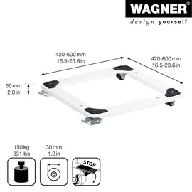 Wagner Transporthilfe QUADRAT verstellbar 42-60 x 5 cm, Stahl, Bock- & Lenkrollen Ø 30 mm, Tragkraft 150 kg