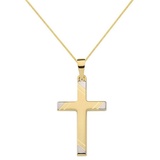 HOPLO Kreuzanhänger Anhänger Kreuz mit massiver Goldkette 1,1 mm 333-8 Karat Gold, Made in Germany 40 cm