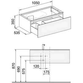 Keuco Waschtischunterschrank 1 Auszug 105 x 35 x 53,5 cm Grau