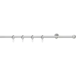 Gardinenstange GOOD LIFE "BOLA" Gr. 3, grau (chromfarben), L:210cm Ø:16mm, Metall, Kunststoff, Gardinenstangen, mit Ringen