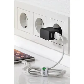 goobay Apple Lightning Dual-Ladeset (12 W), Netzteil mit 2x USB-A Ladegerät Kabel 1m, schwarz