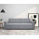 dorel home 3-Sitzer DOREL HOME "Allie II Schlafsofa 225 cm", grau (hellgrau), B:225cm H:82cm T:91cm, 100% Polyester, Sofas, Bett-Funktion (108/190cm), Rückenlehne 2-teilig, mit Steppung