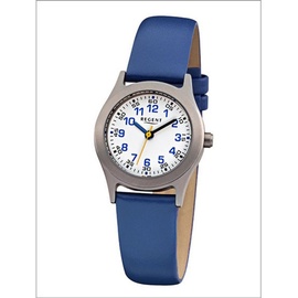 REGENT F-947 Kinderuhr Titan Blau Ø 26 mm - Trübes Blau/Weiß