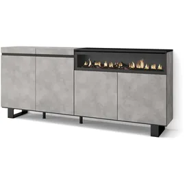 SKRAUT HOME Elektrokamin 200/35/87 cm Zementgrau