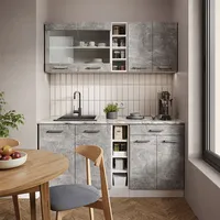 Vicco Küchenzeile Küchenblock Einbauküche R-Line Single Weiß Beton Arbeitsplatte