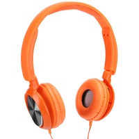 Kabelgebundene Kopfhörer, Overhead-Headset für Kinder, tragbares 3,5-mm-Kabel-Headset, Stereo-Freisprechkopfhörer mit Geräuschunterdrückungsfunktion(Orange)