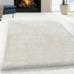 Hochflor-Teppich AYYILDIZ TEPPICHE "BRILLIANT 4200", beige (natur), B:140cm H:50mm L:200cm, Polypropylen (PP), Teppiche, Läufer, auch in rund, Langflor, Shaggy, Wohnzimmer