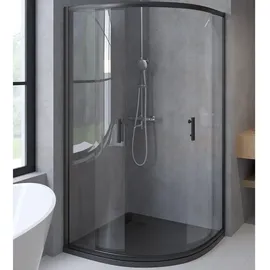 bad land HELA Viertelkreis Duschkabine mit Schiebetür 90 x 190 cm Schwarz/Transparent 6 mm