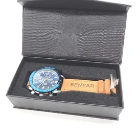 Benyar herrenuhren Chronograph Analogue Quartz Armbanduhr für männer Lederband Herren Fashion Business Sport Design 30M wasserdicht Elegantes Ges...