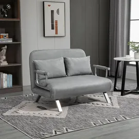 Homcom Schlafsofa Zweisitzer mit Bettfunktion, Einzelbett mit Kissen, Samt