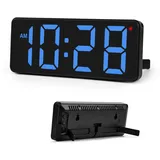 Sukeen Digitale Wanduhr Tischuhr, Digital Uhr Wand Uhr mit großen Ziffern, Automatische Lichtsteuerung, 12/24H, Wanduhr ohne Tickgeräusche mit Wohnzimmer/Schlafzimmer/Klassenzimmer/Lager/Büro-Blau