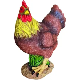 Relaxdays Gartenfigur Huhn 9 x 19 x 24 cm Braun/Gelb/Rot