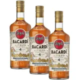 BACARDÍ Añejo 4 Jahre alter Premium Caribbean Rum, 40% Vol., 70 cl/700 ml, im Eichenfass gereifter Karibik-Rum, 4 Jahre unter karibischer Sonne gelagert, ideal als Geschenk (Packung mit 3)