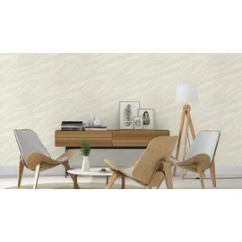 Rasch Textil Vliestapete Wellen 10,05 x 0,53 m 300 g Beige/Cremeweiß 608014