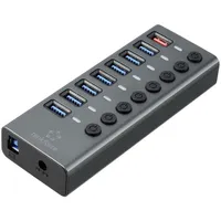 Renkforce RF-HUB-380 8 Port USB 3.2 Gen 2-Hub einzeln schaltbar, mit Status-LEDs, mit Aluminiumgehä