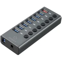 Renkforce RF-HUB-380 8 Port USB 3.2 Gen 2-Hub einzeln schaltbar, mit Status-LEDs, mit Aluminiumgehä