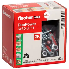 Fischer DuoPower 6 x 30 S PH Dübel 50 Stück