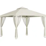 Pavillon Mit Doppeldach, Ca. 3x3 M Wasserdicht Stabil Winterfest Gartenpavillon Mit Moskitonetz, Seitenteile, Garten-pavillon Aus Metall, Für Garten, Terrasse, Cremeweiß - Outsunny