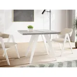 WFL GROUP Esstisch Quadro ausziehbar quadratisch loft mit weißen Holzbeinen (MADE IN EU, erhältlich in zwei Größen – 100/100 cm, ausziehbar auf 150/200 cm), platzsparender Tisch für kleine Küche, Esszimmer oder Wohnzimmer grau
