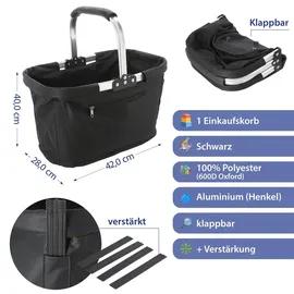 Cepewa Einkaufskorb faltbar 42 x 40 x 28 cm schwarz