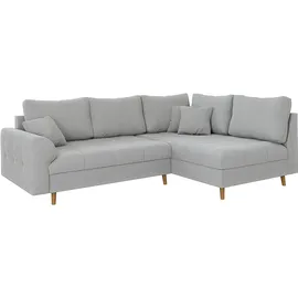 s-style möbel ECKSOFA Alma Hellgrau Cord - Ottomane rechts