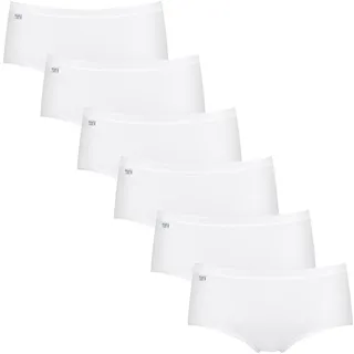 Sloggi Basic+ Midi Slip aus Baumwolle, Damen Unterhosen, Bequeme Damen Unterwäsche für den Alltag, Baumwoll Slip Damen im 6er Pack (50 Weiß) - 50