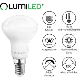 Lumiled LED Lampen E14 R50 6W ersetzt 50W 6 Stück 540lm 3000K Warmweiß 120° 230V Birne Reflektorlampe Reflektor Lichtquelle