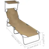 vidaXL Klappliege mit Sonnenschutz 188,5 x 57,5 x 27 cm taupe